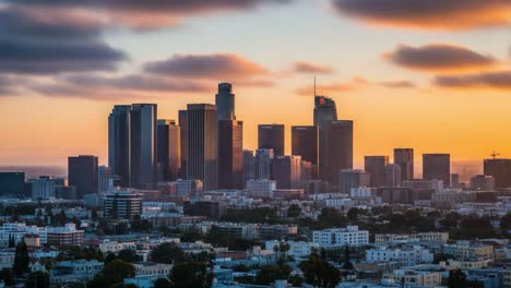 los angeles skyline at sunset