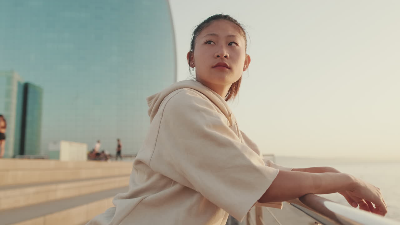 Woman enjoying the cityscape view