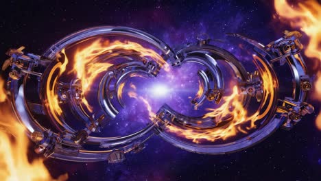 futuristic infinity loop energy device in cosmic space
