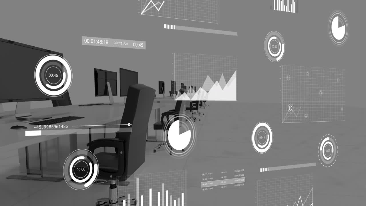 Animation of financial data processing over office