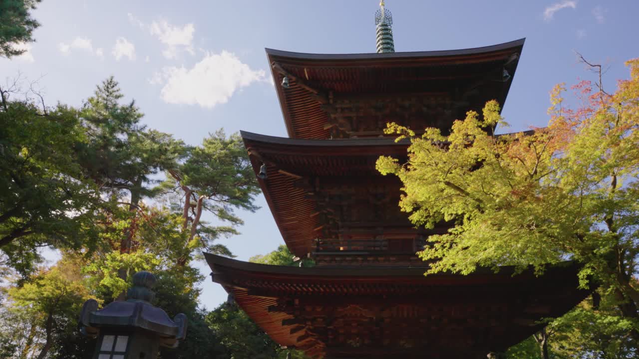 vista de otoño de 4k del templo gotoku-ji en tokio, japón