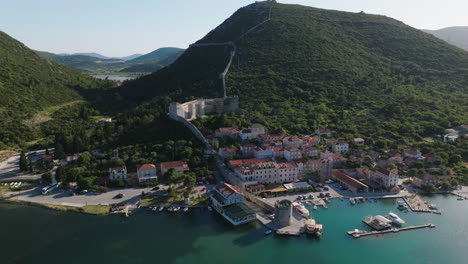 aerial shot of the town of ston in croatia, europe