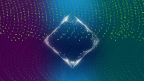 Animation of binary coding and data processing over gradient background