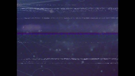Animation-of-screen-with-glitch-and-connections-on-navy-background
