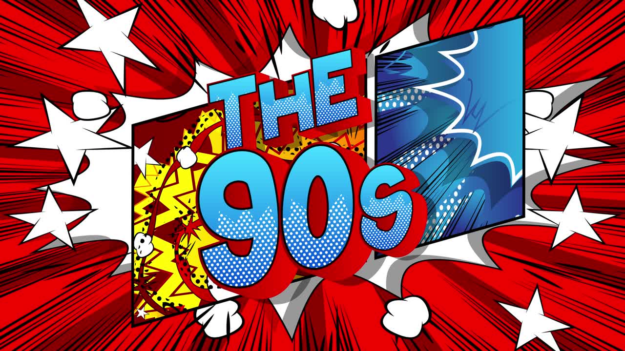 90년대 모션 포스터: 4k 애니메이션 만화책 단어