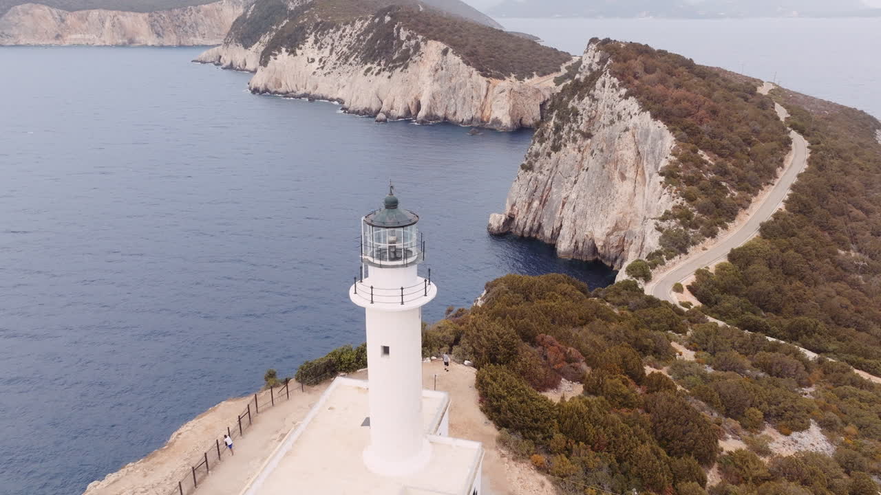 Lighthouse on a Greek Island Coastline