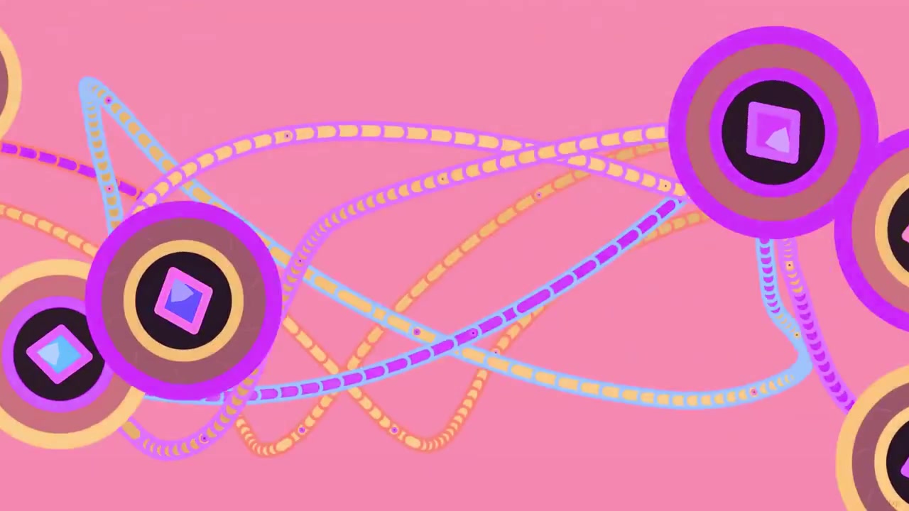 Vibrant Abstract Animation of Geometric Shapes and Intertwining Lines