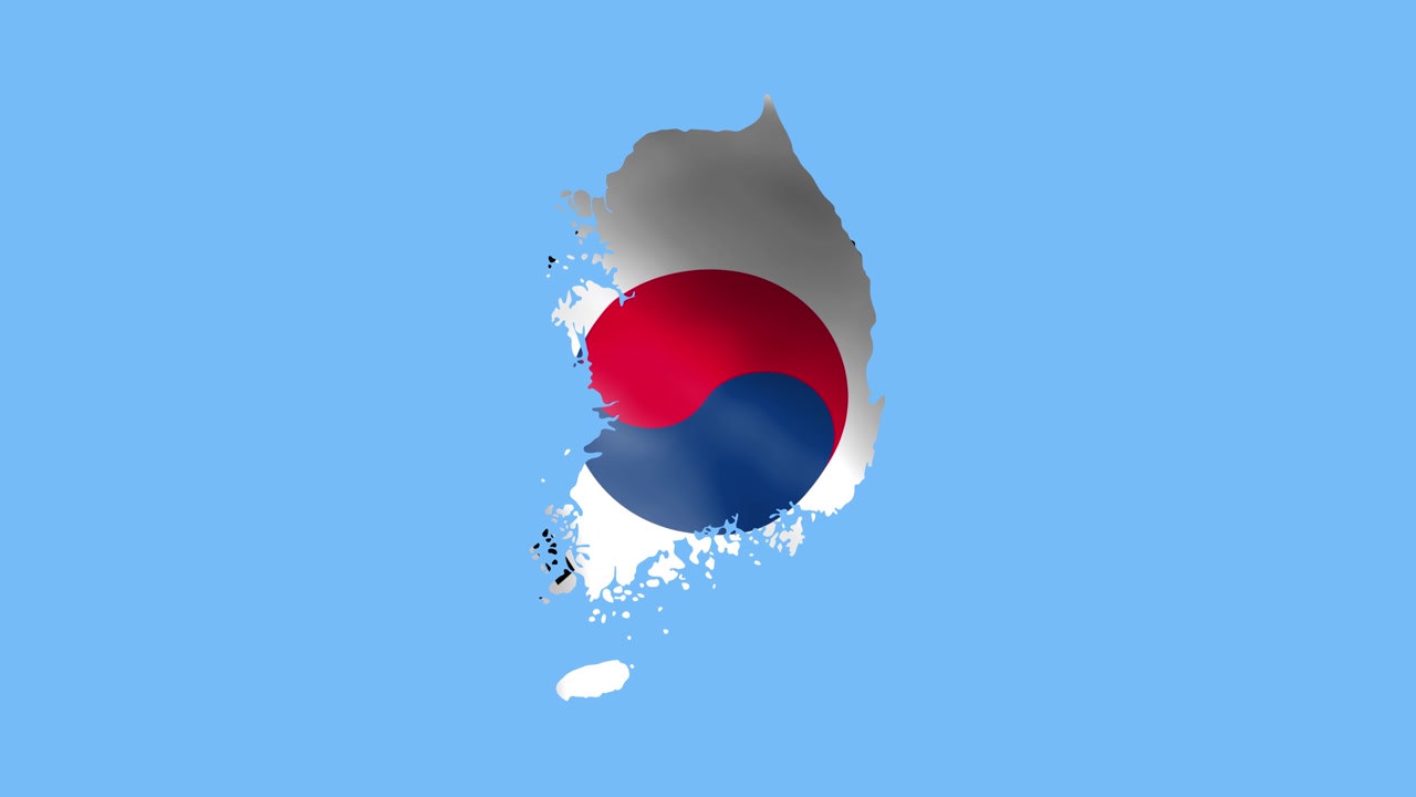 Sydkoreas flag på kort