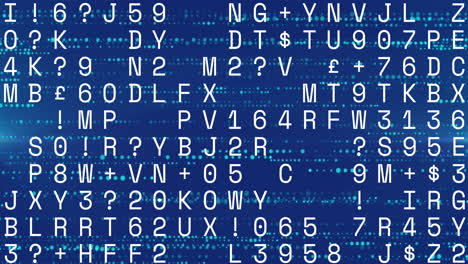 Animation of data processing over spots on blue background