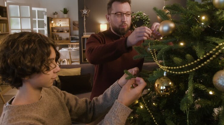 Family Decorating Christmas Tree