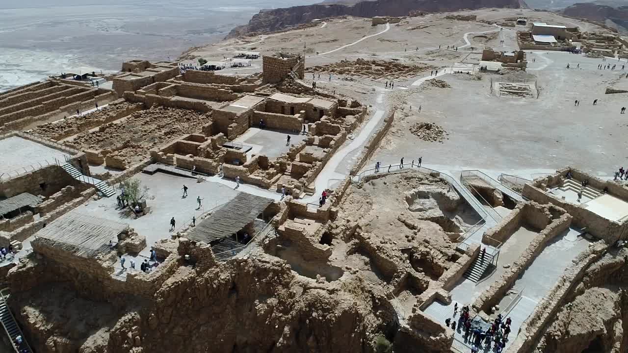 Aerial view of Masada, in Judea desert, Israel.