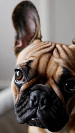 close-up of a french bulldog's eye