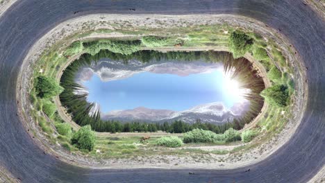curvatura de la perspectiva del paisaje montañoso