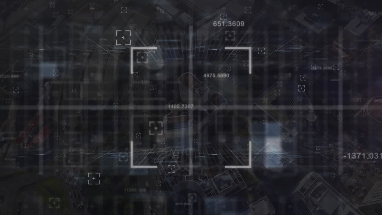 animación del procesamiento de datos sobre el paisaje urbano