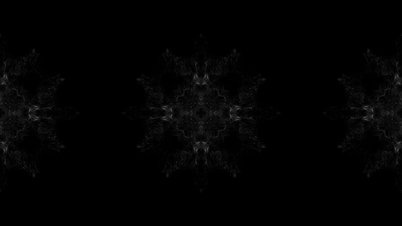 변하는 모양의 연기 애니메이션과 함께 검은 바탕에 칼레도스코프