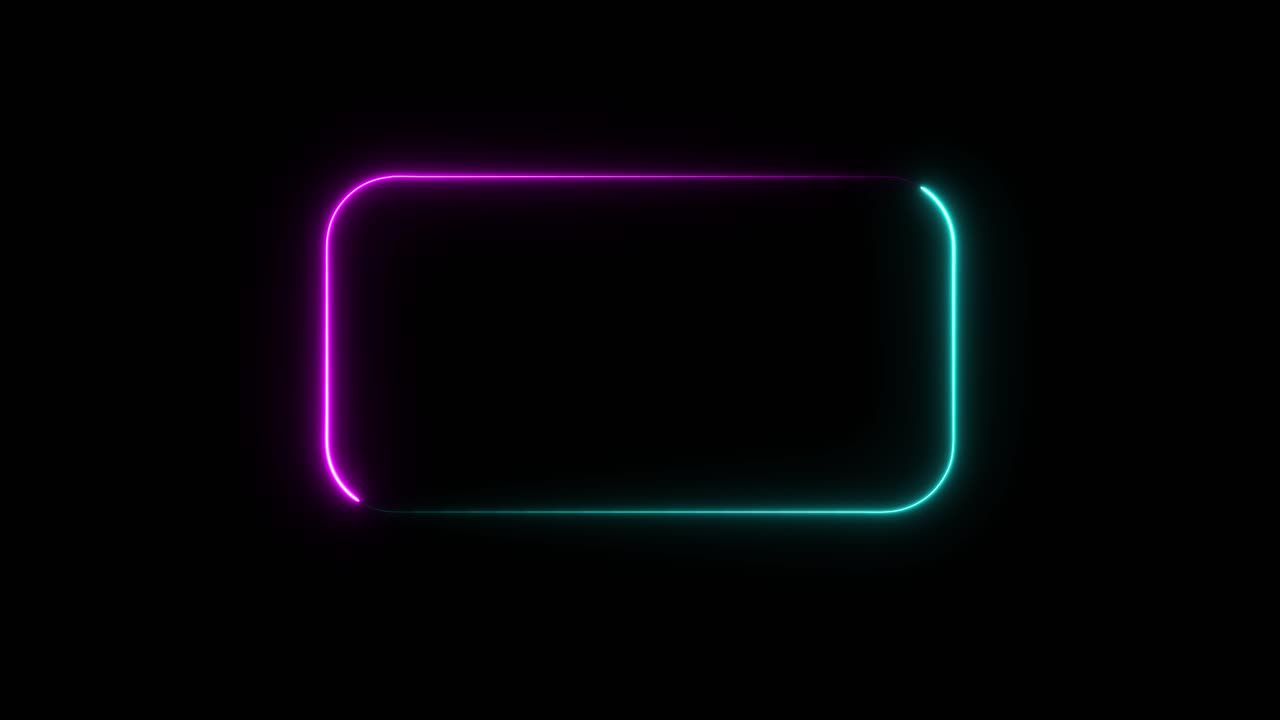 Neon rectangle frame on black background