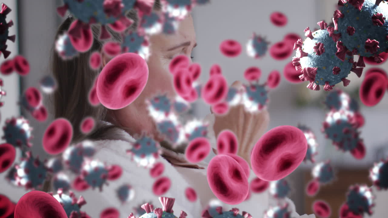 백인 여성 기침에 대한 바이러스 세포의 활성화