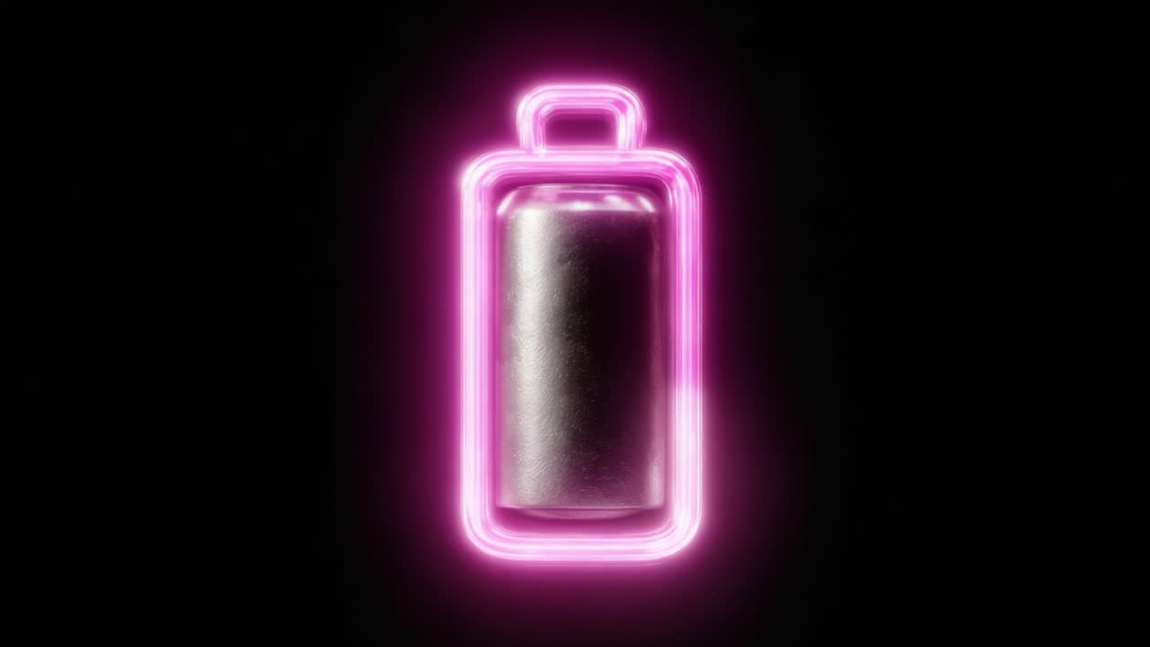 A Bold and Eye-Catching Neon Battery Icon Illuminating a Dark Background, Representing Energy Storage and Power Management Concepts in a Modern Digital Context