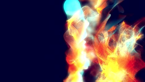 fiery particles in the dark, 3d animation, looping