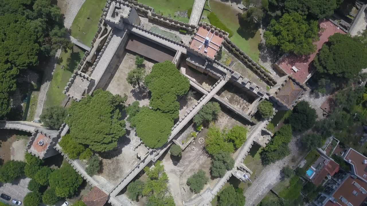 Drone shot of castle S&atilde;o Jorge in Lisbon, Portugal