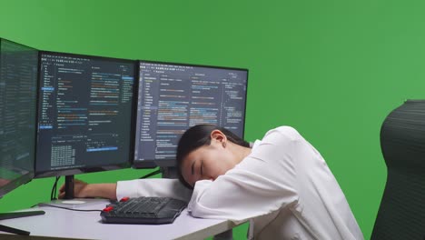 tired programmer taking a nap at their desk
