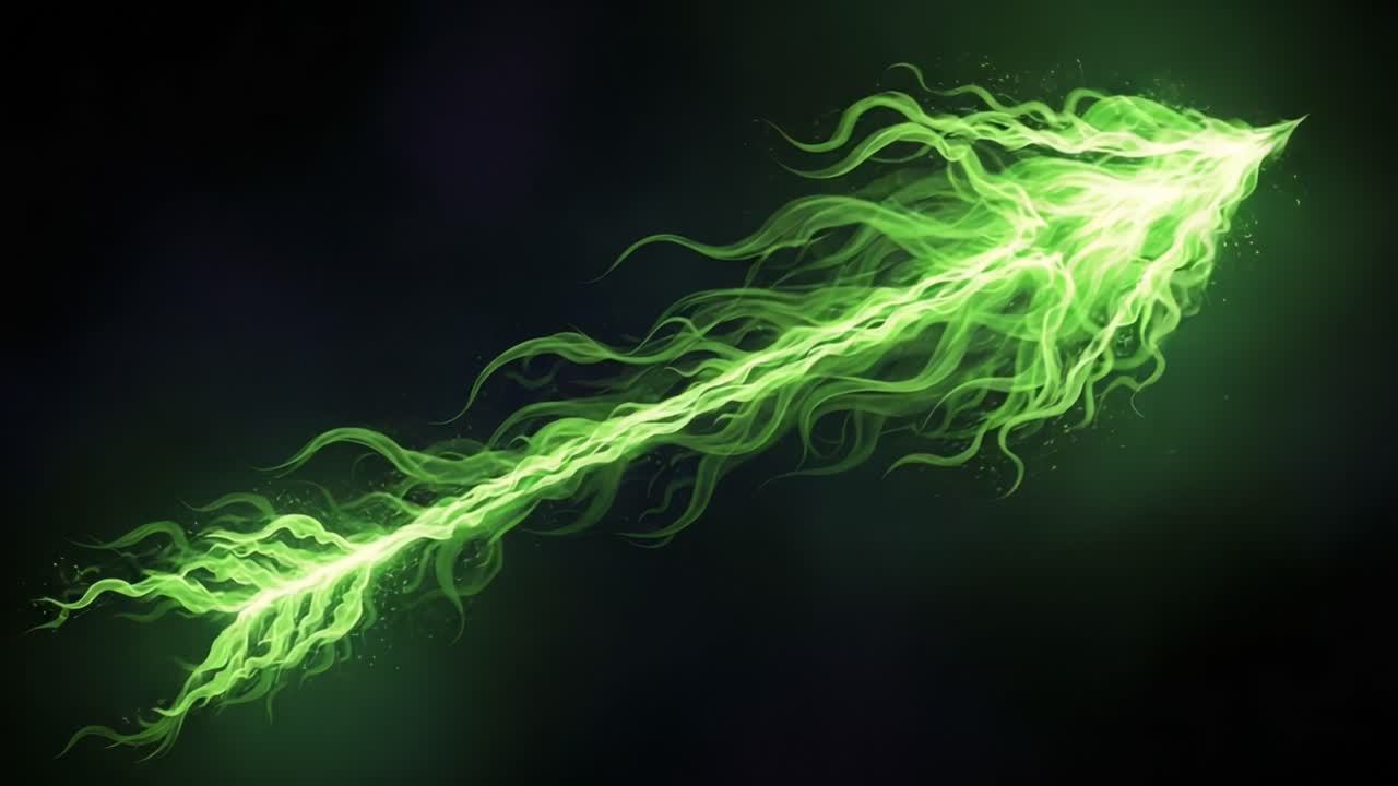 A Stunning Green Energy Arrow with Ethereal Trails, Symbolizing Power and Movement, Perfect for Fantasy Art or Illustration Inspiration