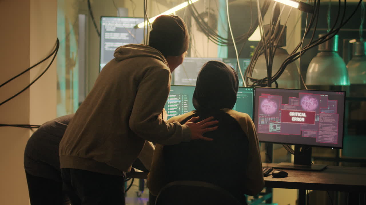 Hackers working on computers