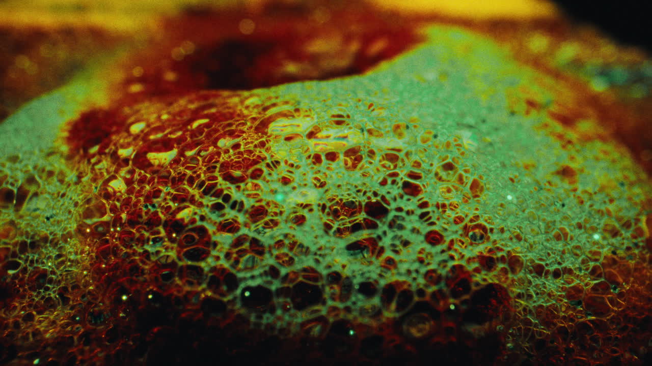 Abstract Macro Photography of Colorful Liquid Bubbles