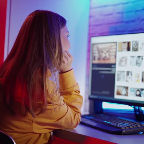 chica joven usando la computadora