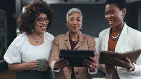 tablet, planning and business woman
