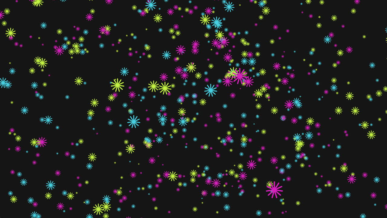 검은색 배경에 있는 화려한 다채로운 별 모양