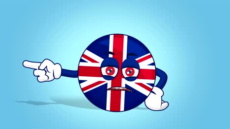 cartoon great britain united kingdom  unhappy left pointer with face animation with alpha matte