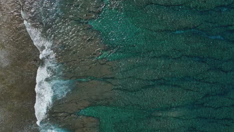 waves along a tropical beach - straight down view in vertical orientation