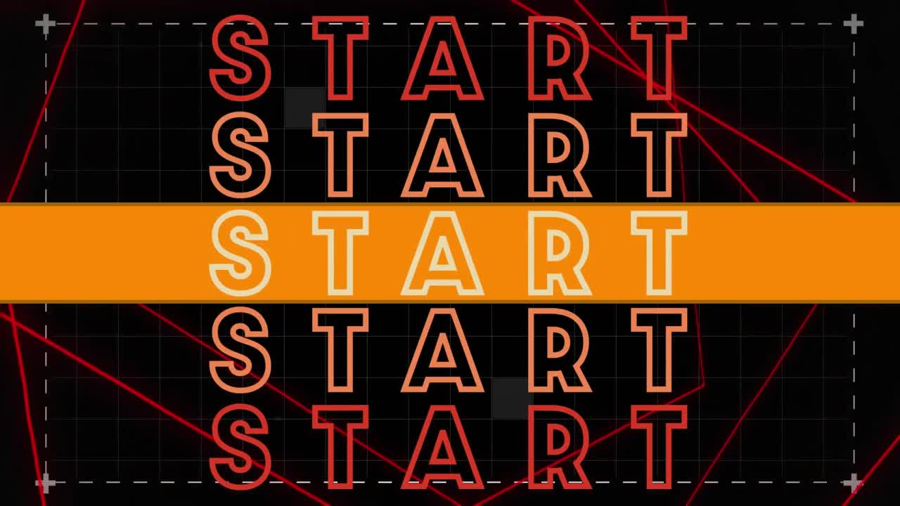Animation of start text and lines on black background