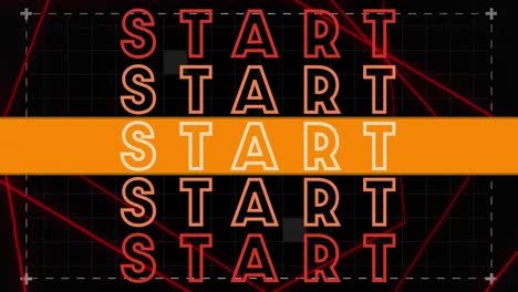 animation of start text and lines on black background