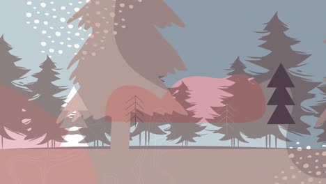 animation of fir trees over shapes