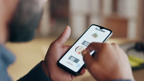 Telefonbildschirm,-Mann-Scrollt-Essensliefer-App