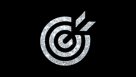 target emblem pictogram  icon shining glitter loop blinking particles .