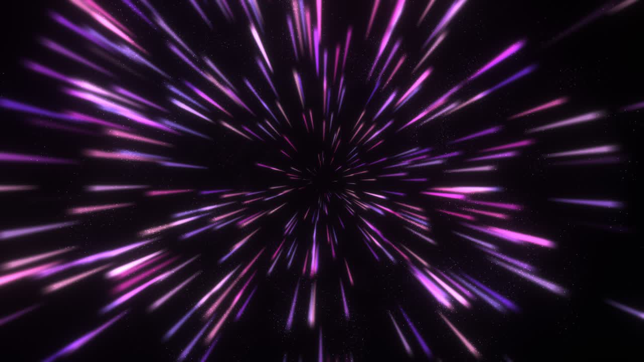 Abstract creative cosmic background. Space Travel Through Stars Trails Pink-Blue Color. Speed of light, neon glowing rays and stars in motion