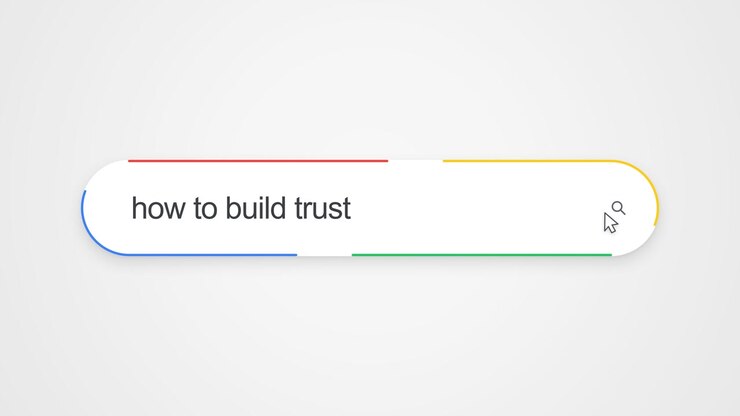Searching How To Build Trust On A Computer Browser Search Engine Interface. Close-up Shot