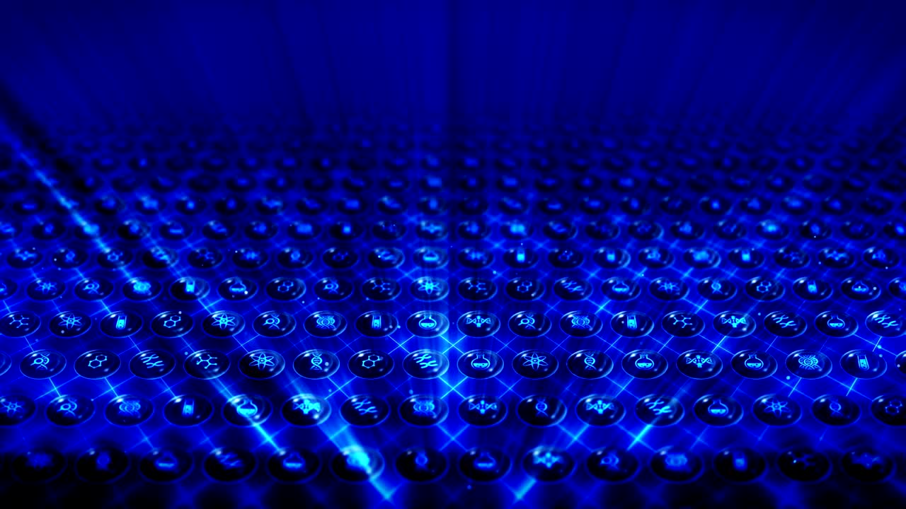 유전자 아이콘 세트, 생명공학 배경, cg 루프 애니메이션