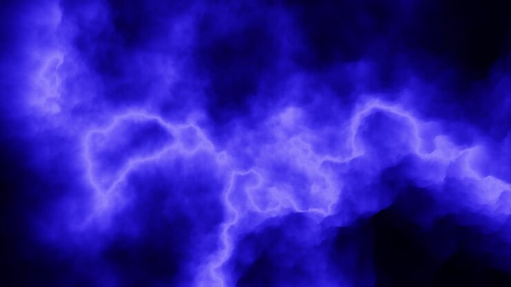 Fulmini spettacolari in un bellissimo cielo blu