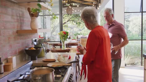 Pareja-Caucásica-Mayor-Cocinando-Juntos-En-La-Cocina