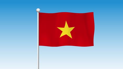 vietnamese flag waving against a blue sky