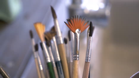 close-up of a collection of paintbrushes