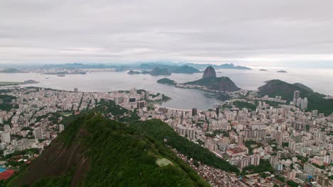 panoramic bird's eye view of rio de janeiro on a cloudy day brazil beach and botafogo district sugar loaf hill