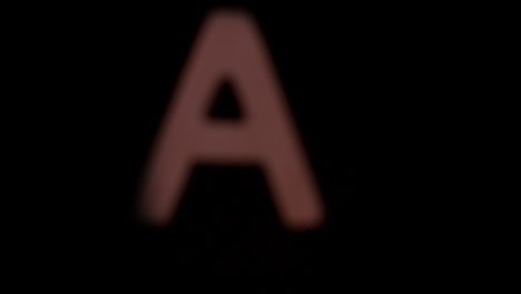 the letter a rising on black background