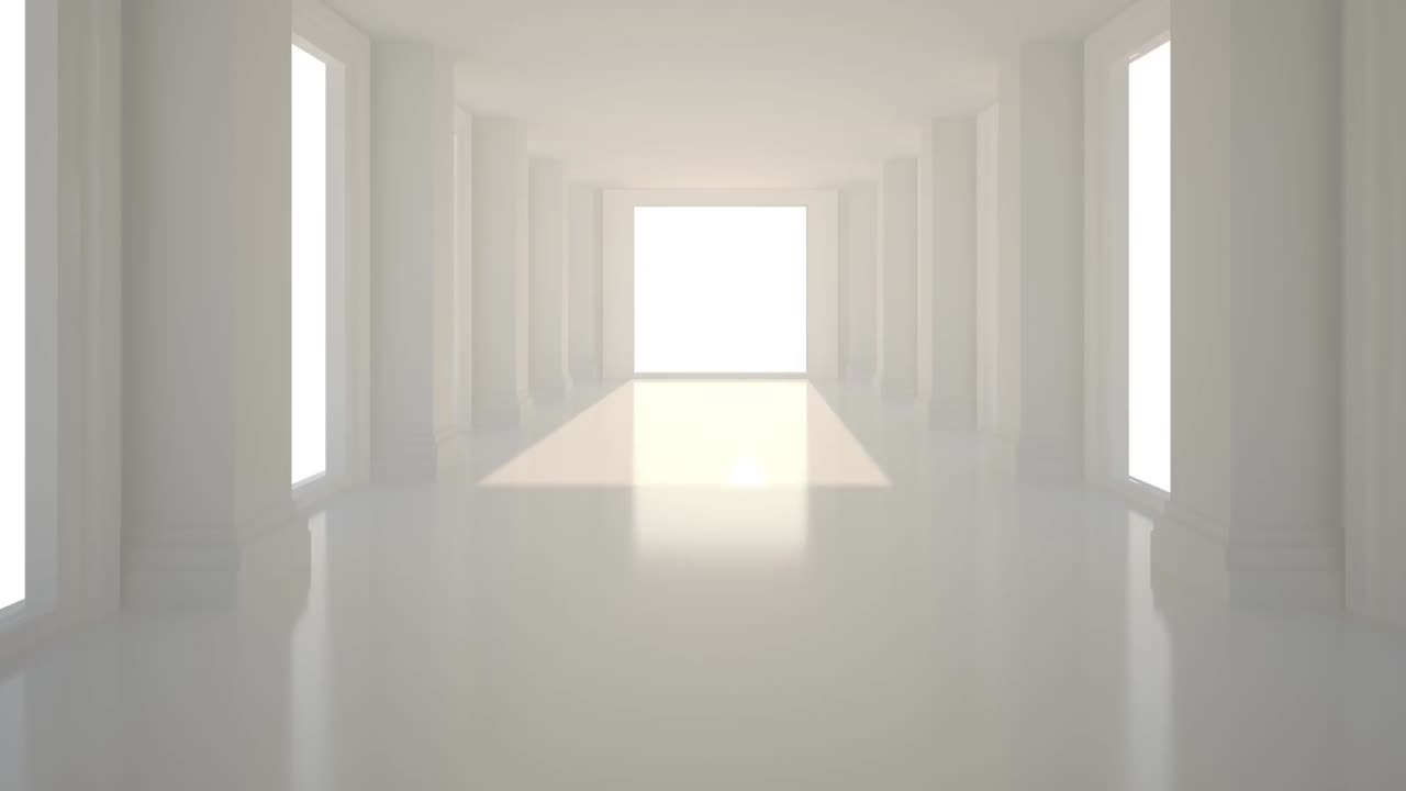 ⁇ 색 현대 인테리어 위에 녹색으로 빛나는 육각형의 애니메이션