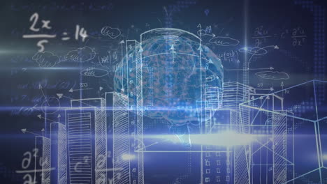 animation of mathematical data processing over human brain