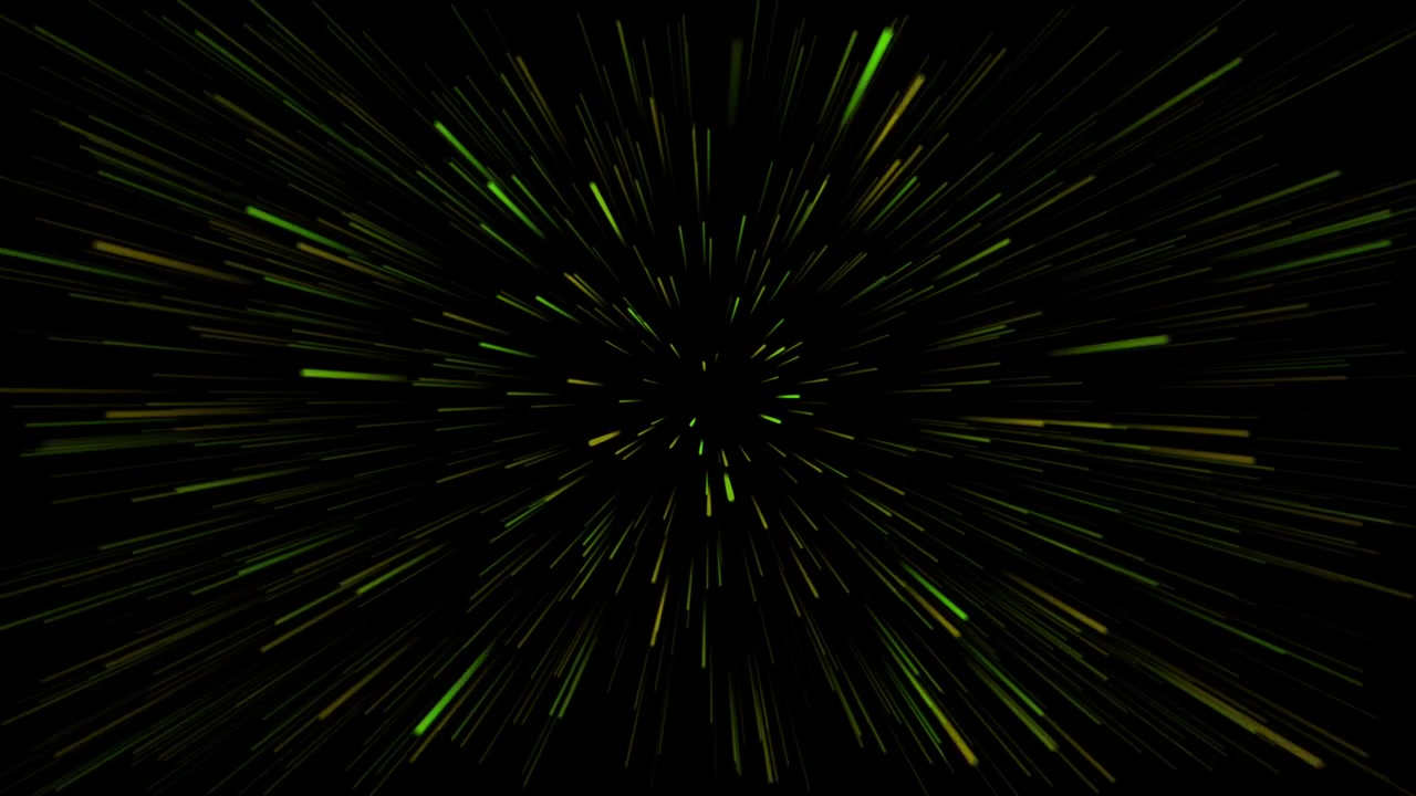 Green and Yellow Light Trails Moving Fast in Hyperspace